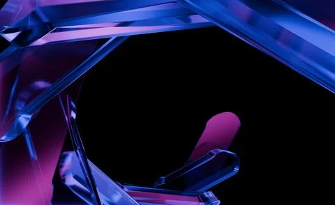 Dynamic abstract composition of translucent, angular forms in vibrant blue .. Stock Illustration