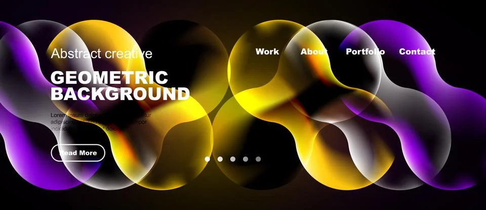 Dynamic abstract composition. Vibrant colors blend, creating fluid shapes. Stock Illustration