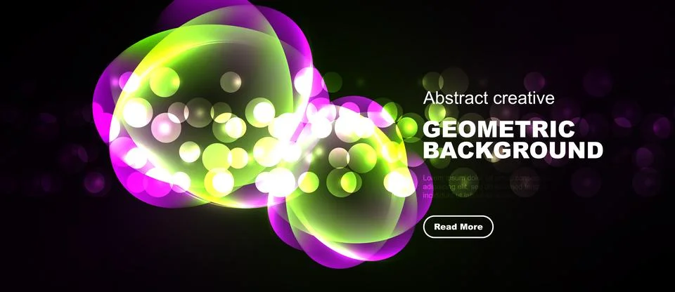 Dynamic abstract composition. Vibrant lights create flowing shapes, gradients Illustrazione stock