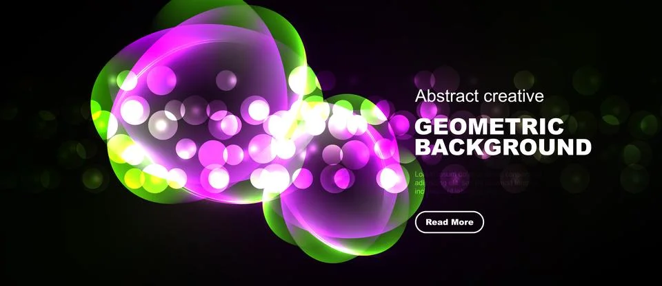 Dynamic abstract composition. Vibrant purple, green lights blend, creating .. Stock Illustration