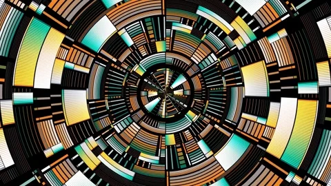 Dynamic abstract concentric circles and geometric shapes in a vivid color  Stock-Footage 283066417
