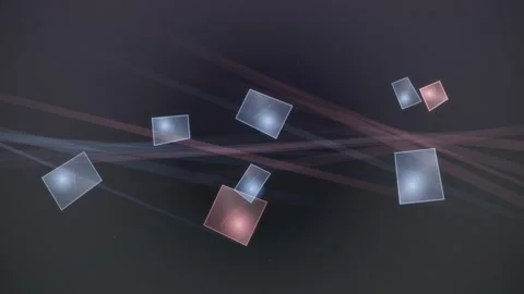 Dynamic abstract cubes float against vibrant backgrounds, creating a Stock Footage 325771346