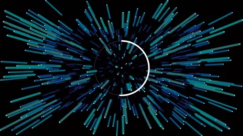 Dynamic abstract cyan burst line transition on black futuristic background Stock Footage 342093184