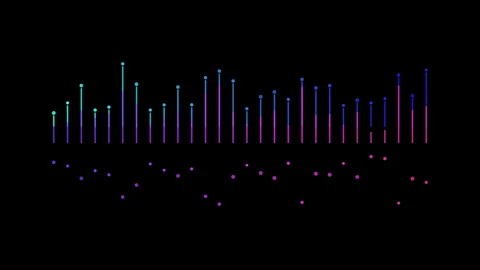 Dynamic abstract data visualization with colorful vertical bars and dots mo.. 動画素材 344353476