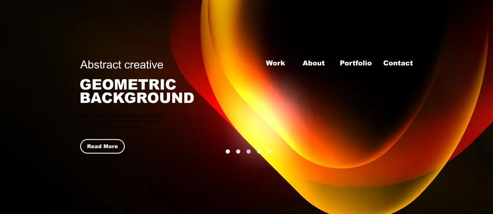 Dynamic abstract design. Bright gradients, flowing shapes, dark background. Illustrazione stock