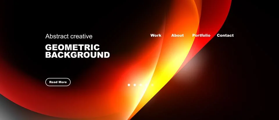 Dynamic abstract design. Bright gradients, flowing shapes, dark background. Illustrazione stock