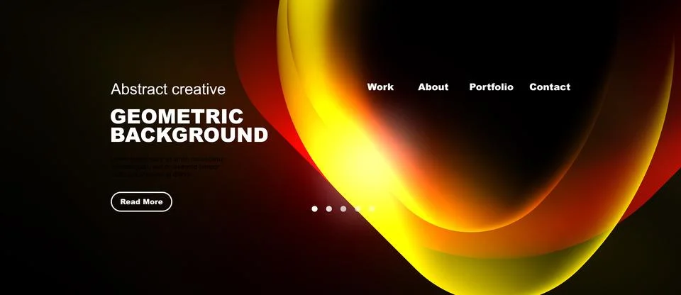 Dynamic abstract design. Bright gradients, flowing shapes, dark background. Stock Illustration
