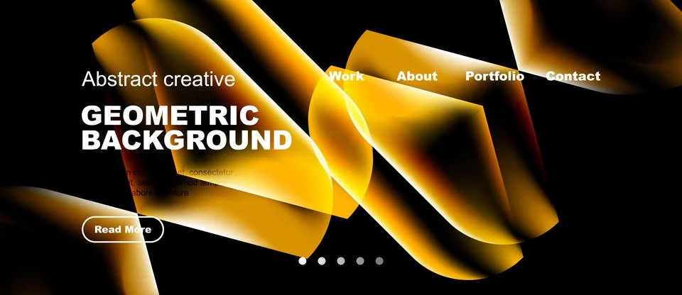 Dynamic abstract design. Bright yellow, orange shapes over black background. Stock Illustration