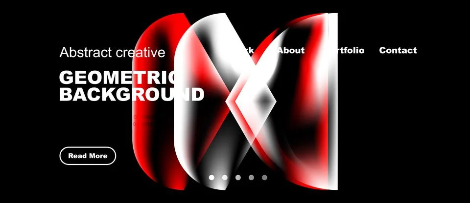 Dynamic abstract design features bold red shapes over black background. 库存插图