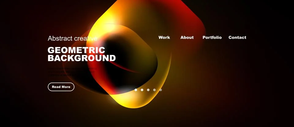Dynamic abstract design features flowing shapes, warm colors, text elements. Stock Illustration