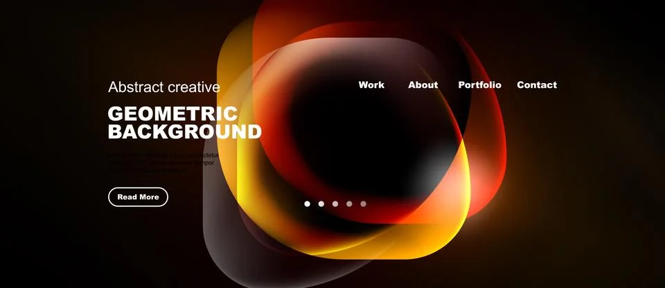 Dynamic abstract design features flowing shapes, warm colors, dark background Stock Illustration