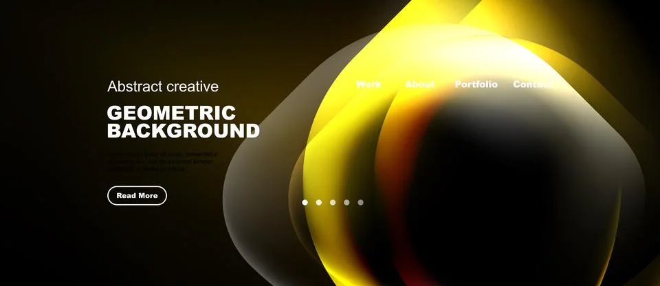 Dynamic abstract design features flowing shapes, warm colors, website navig.. Illustrazione stock