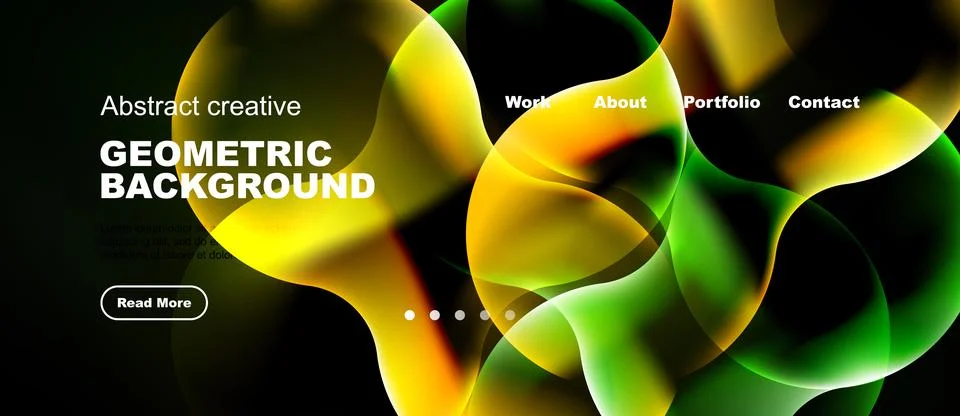 Dynamic abstract design features flowing shapes, vibrant colors, dark backg.. Stock Illustration