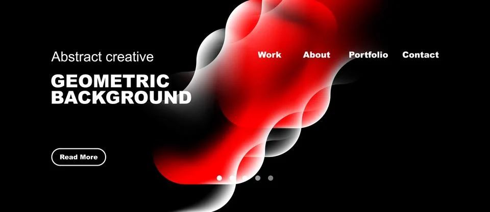 Dynamic abstract design features flowing red shapes over black background. Illustrazione stock