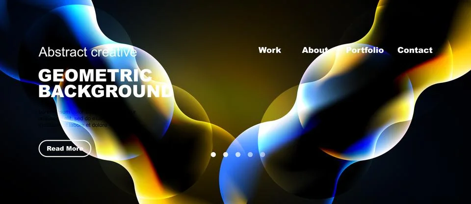Dynamic abstract design features flowing shapes, vibrant colors. Website head 스톡 일러스트