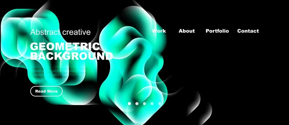 Dynamic abstract design features flowing shapes, vibrant turquoise hues, dark Stock Illustration