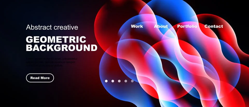 Dynamic abstract design features flowing shapes, vibrant colors, website Ilustração Stock