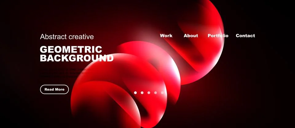 Dynamic abstract design features flowing red shapes, dark background. Navig.. Stock Illustration