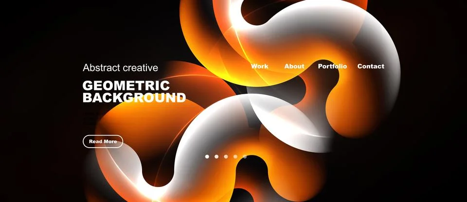 Dynamic abstract design features flowing orange shapes. Dark background Stock Illustration