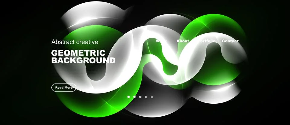 Dynamic abstract design features flowing shapes, vibrant green hues, plus tex Stock Illustration