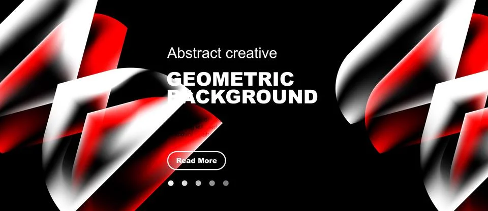Dynamic abstract design features red, white shapes over black background. Tex Stock Illustration