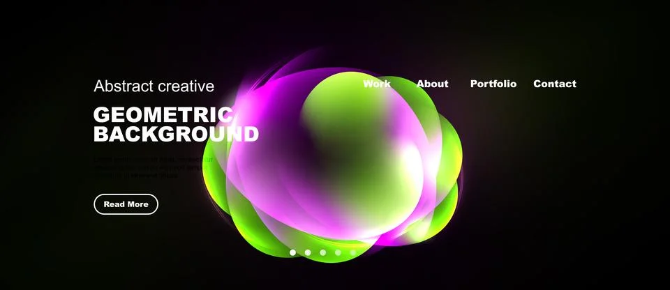 Dynamic abstract design features vibrant overlapping circles. Dark background Stock Illustration