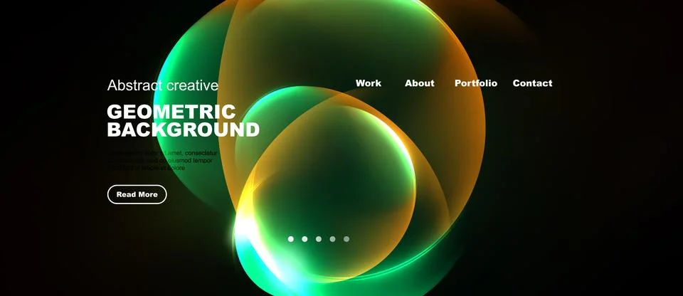 Dynamic abstract design features vibrant green, yellow shapes over black Ilustração Stock