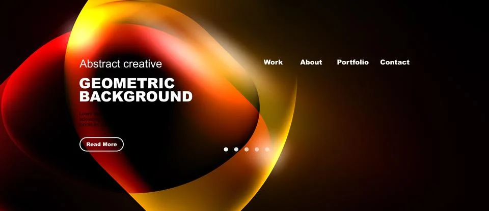 Dynamic abstract design features vibrant gradients, geometric shapes, text Stock Illustration