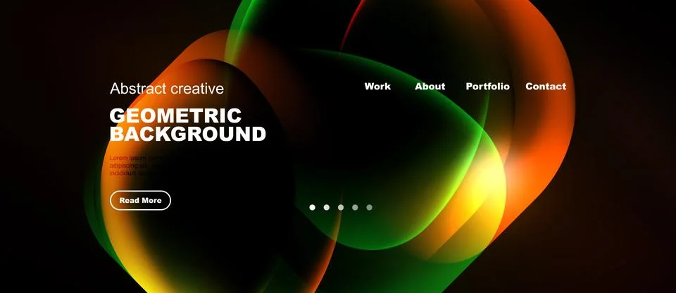 Dynamic abstract design features vibrant color gradients, flowing shapes. Stock Illustration