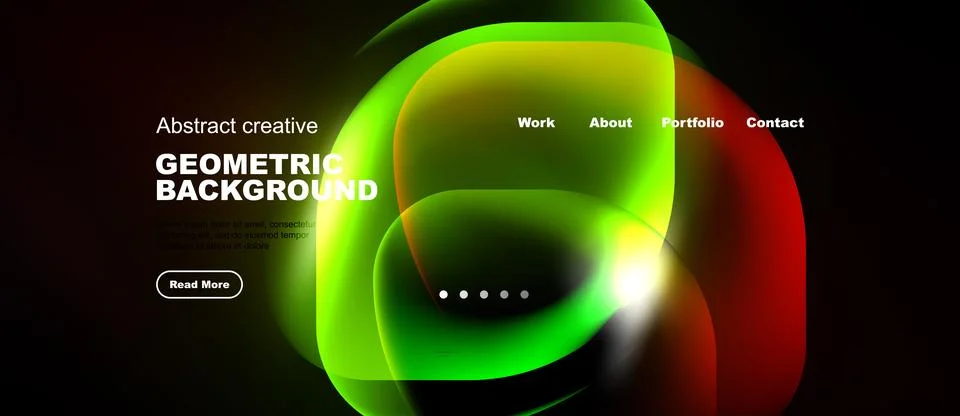 Dynamic abstract design features vibrant geometric shapes, gradients. Dark Stock Illustration