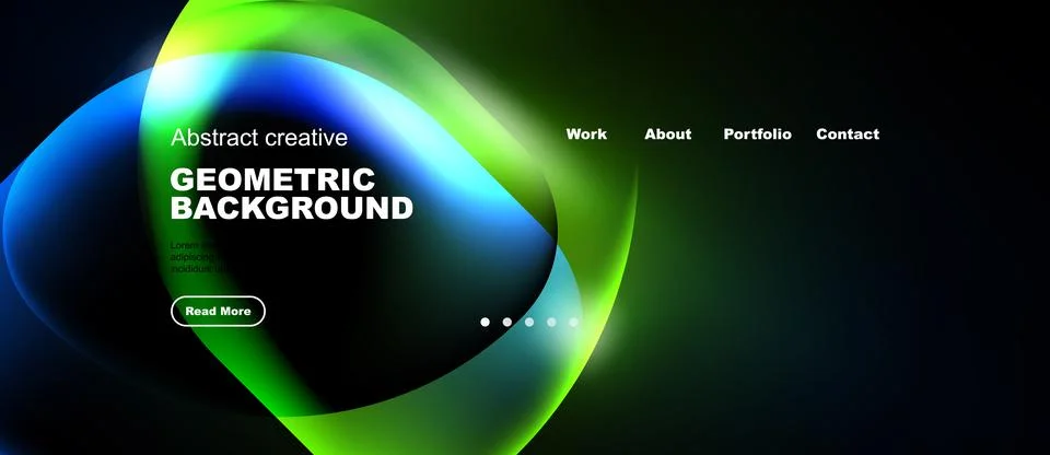 Dynamic abstract design features vibrant gradients, geometric shapes, text Illustrazione stock