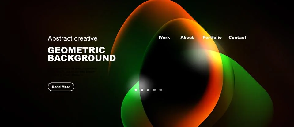 Dynamic abstract design features vibrant overlapping shapes. Text elements Illustrazione stock