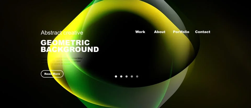 Dynamic abstract design features vibrant yellow, green gradients. Website h.. 库存插图