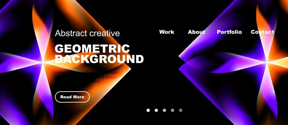 Dynamic abstract design features vibrant purple, orange hues. Geometric shape Illustrazione stock