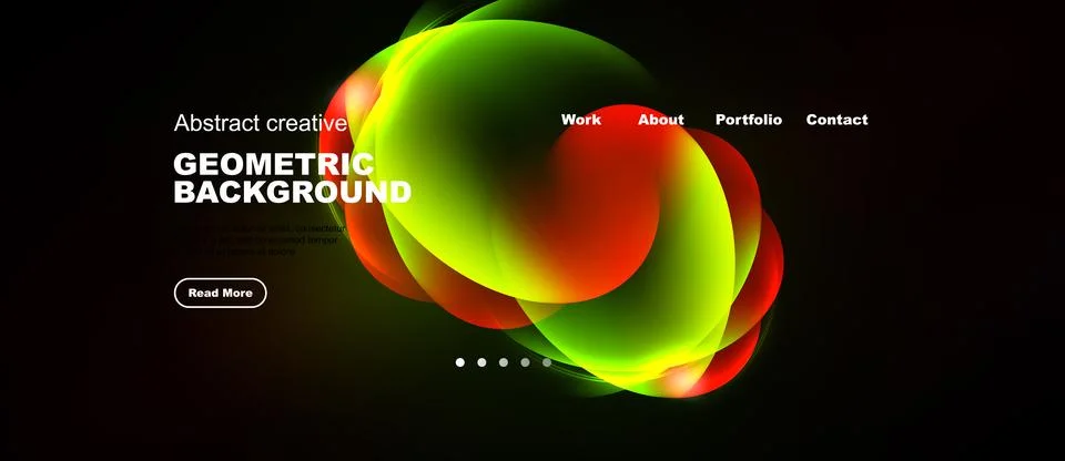 Dynamic abstract design features vibrant overlapping shapes. Red, green, yell Stock Illustration
