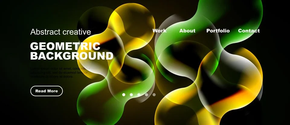 Dynamic abstract design features vibrant overlapping shapes. Dark background 库存插图
