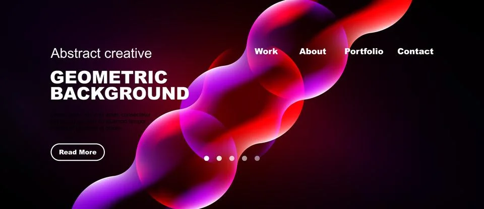 Dynamic abstract design features vibrant curves, text overlays, navigation Stock Illustration