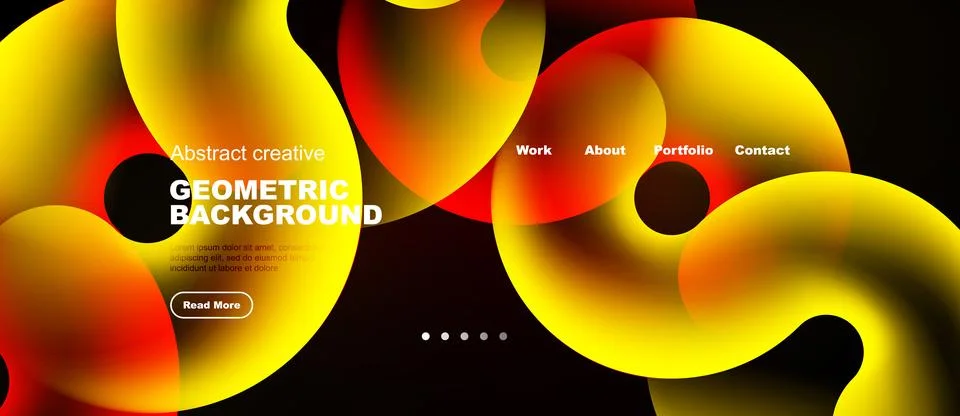Dynamic abstract design features vibrant orange, yellow curves over dark Ilustração Stock