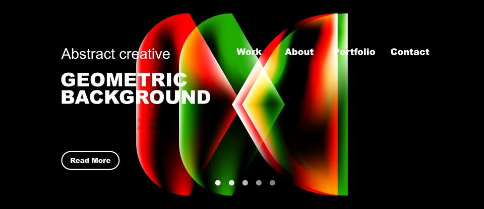 Dynamic abstract design features vibrant geometric shapes, bold text, navig.. Stock Illustration