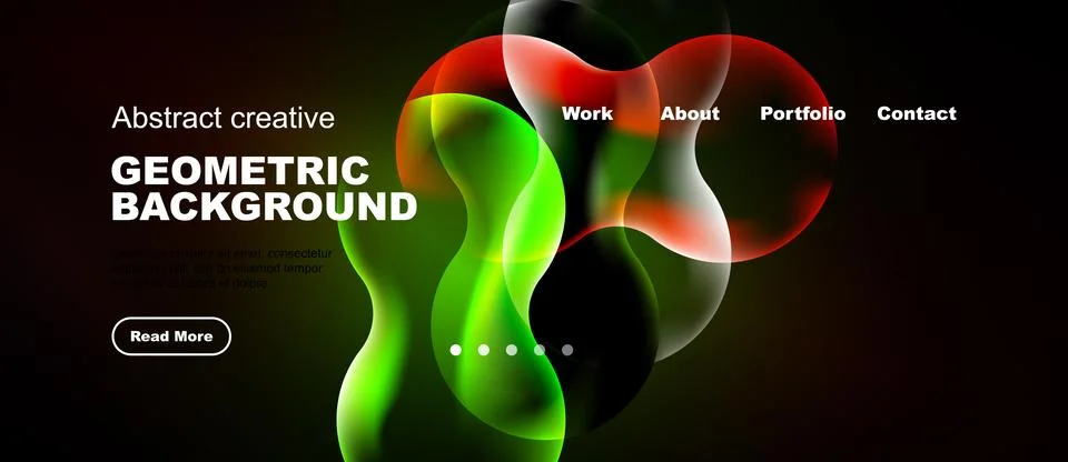 Dynamic abstract design features vibrant overlapping shapes. Dark background Stock Illustration