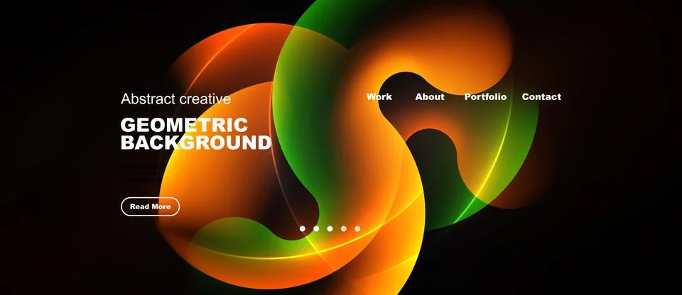 Dynamic abstract design features vibrant flowing shapes. Dark background Stock Illustration