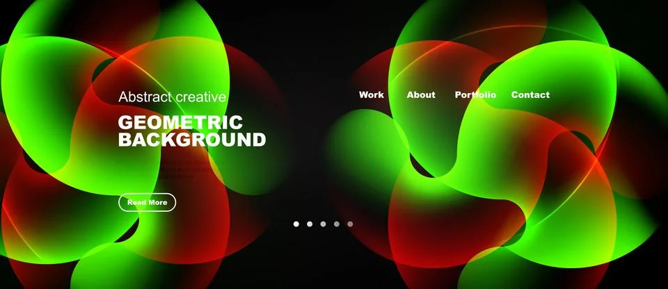 Dynamic abstract design features vibrant curves, text elements, dark backgr.. Stock Illustration