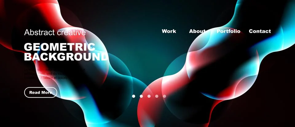 Dynamic abstract design. Fluid shapes, vibrant colors, website header with Illustrazione stock