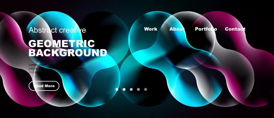 Dynamic abstract design. Fluid shapes, vibrant colors, modern website header. 库存插图