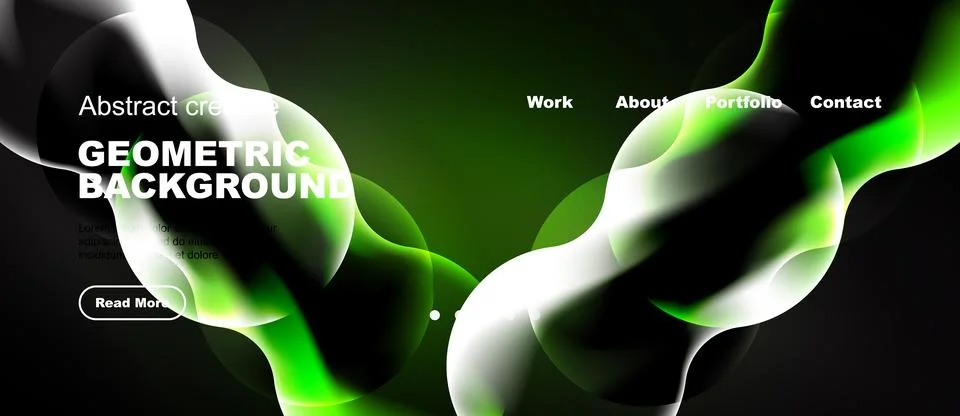 Dynamic abstract design. Fluid shapes, vibrant green hues dominate dark Stock Illustration