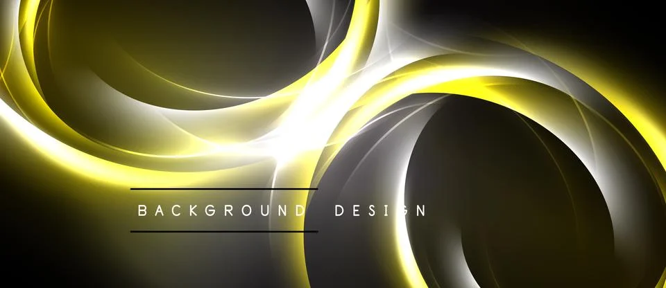 Dynamic abstract design. Golden, silver swirls over dark background. Elegant Stock Illustration