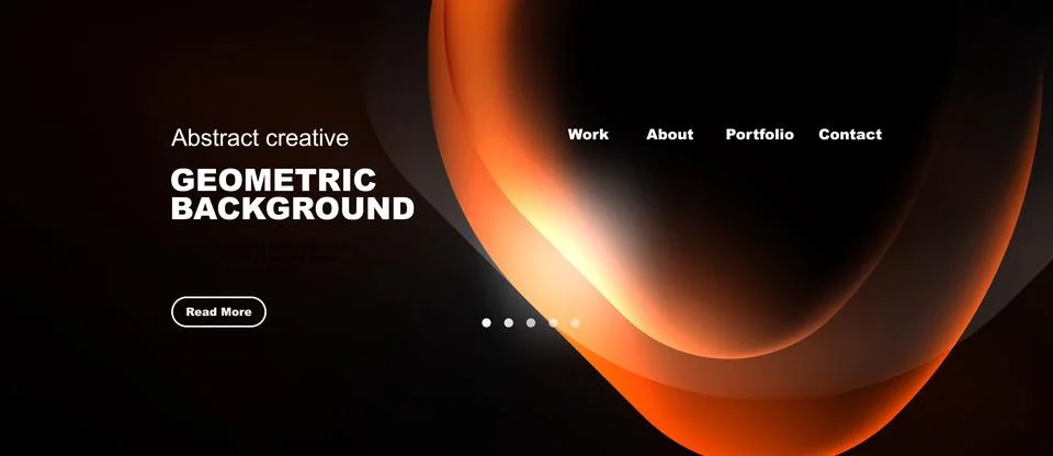Dynamic abstract design. Orange wave dominates dark background. Minimalist te Stock Illustration