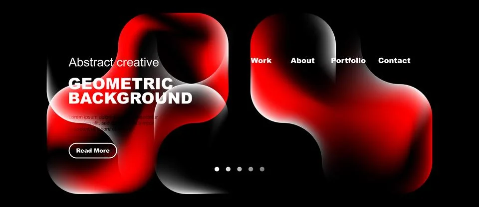 Dynamic abstract design. Red, black gradients create fluid shapes. Minimalist Illustrazione stock