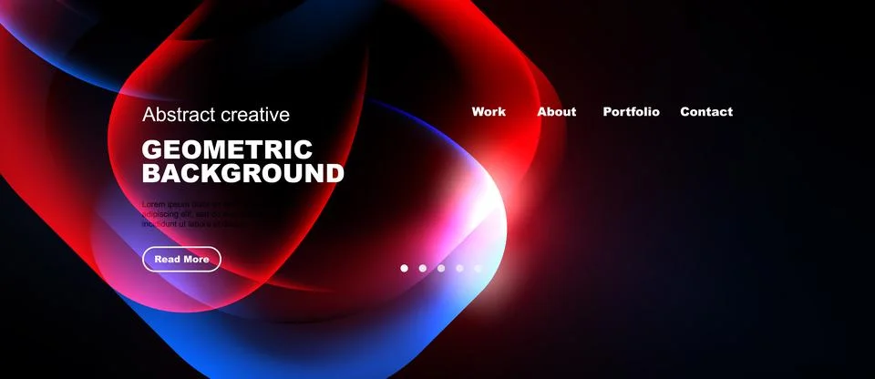 Dynamic abstract design. Red, blue gradients create flowing shapes. Website Stock Illustration