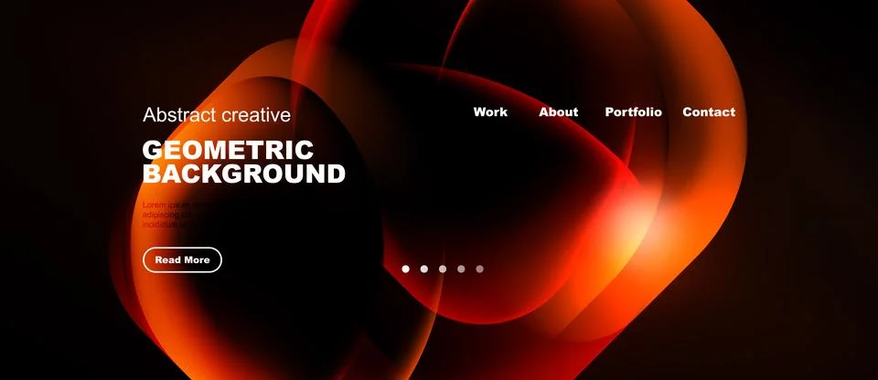 Dynamic abstract design. Red, orange gradients create flowing shapes. Website Illustrazione stock